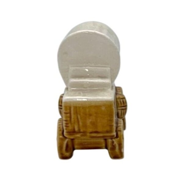 VTG COVERED WAGON PEPPER SHAKER REPLACEMENT CERAMIC TAN WHITE HAND PAINTED - Picture 4 of 6